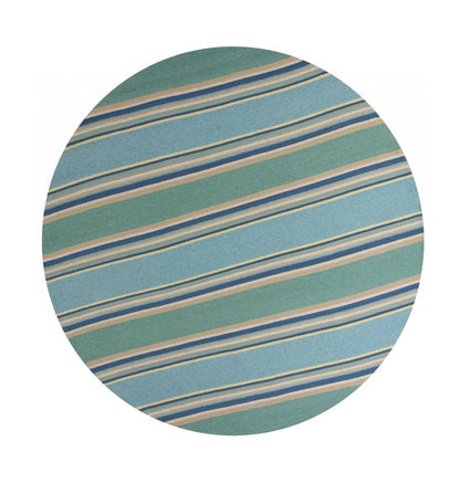 3' X 5' Blue Striped Handmade Indoor Outdoor Area Rug