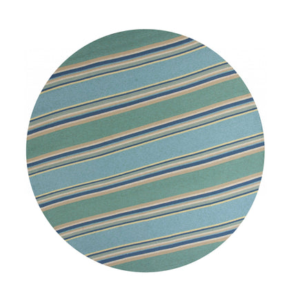 3' X 5' Blue Striped Handmade Indoor Outdoor Area Rug