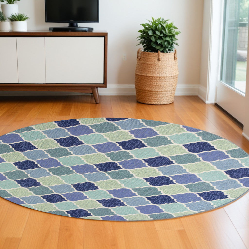 3' X 5' Blue Trellis Hand Tufted Area Rug