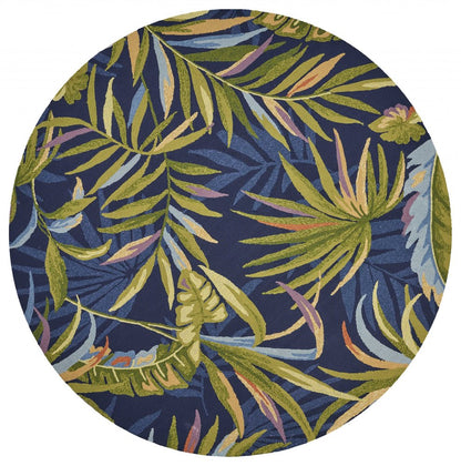 8' X 10' Blue Floral Indoor Outdoor Area Rug