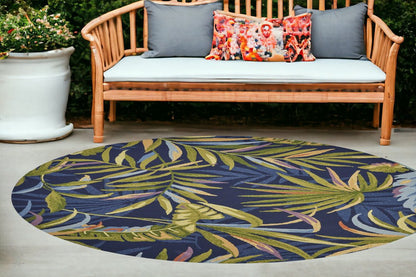 8' X 10' Blue Floral Indoor Outdoor Area Rug