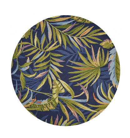8' X 10' Blue Floral Indoor Outdoor Area Rug