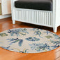 3' X 5' Ivory and Blue Seashell and Coral Hand Tufted Area Rug