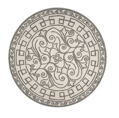 5' X 8' Gray And Ivory Damask Indoor Outdoor Area Rug