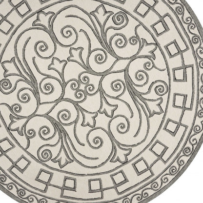 5' X 8' Gray And Ivory Damask Indoor Outdoor Area Rug