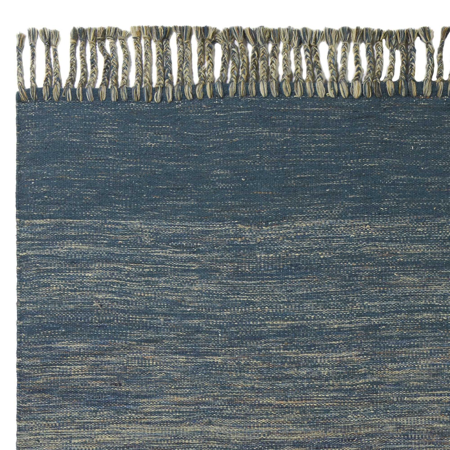 5' X 8' Blue and Ivory Wool Ombre Hand Woven Area Rug