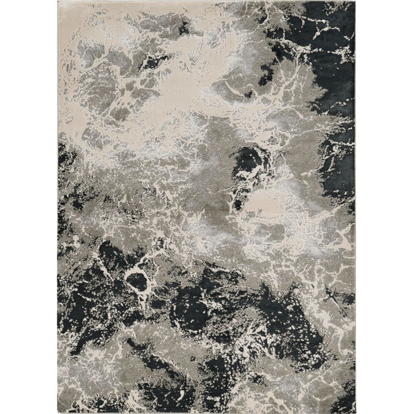 7' X 10' Silver Machine Woven Abstract Indoor Area Rug