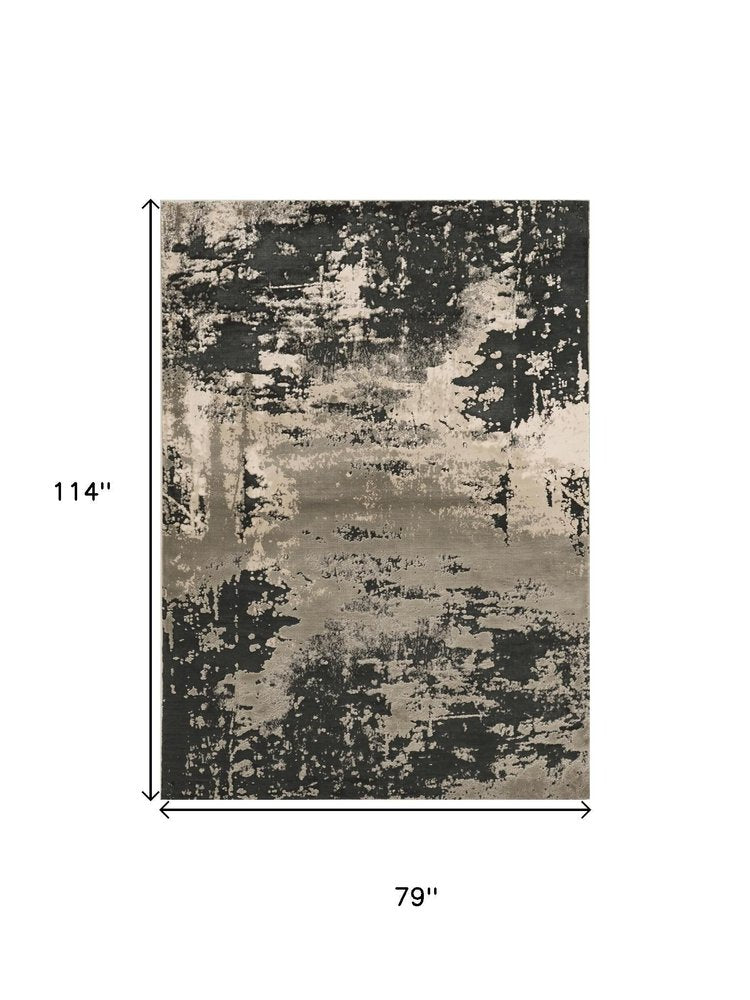 6' X 9' Black and Silver Area Rug