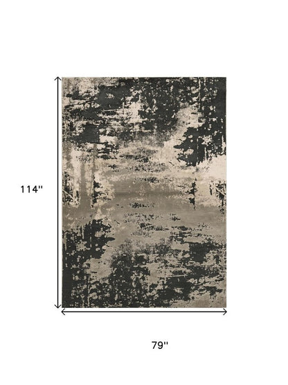 6' X 9' Black and Silver Area Rug
