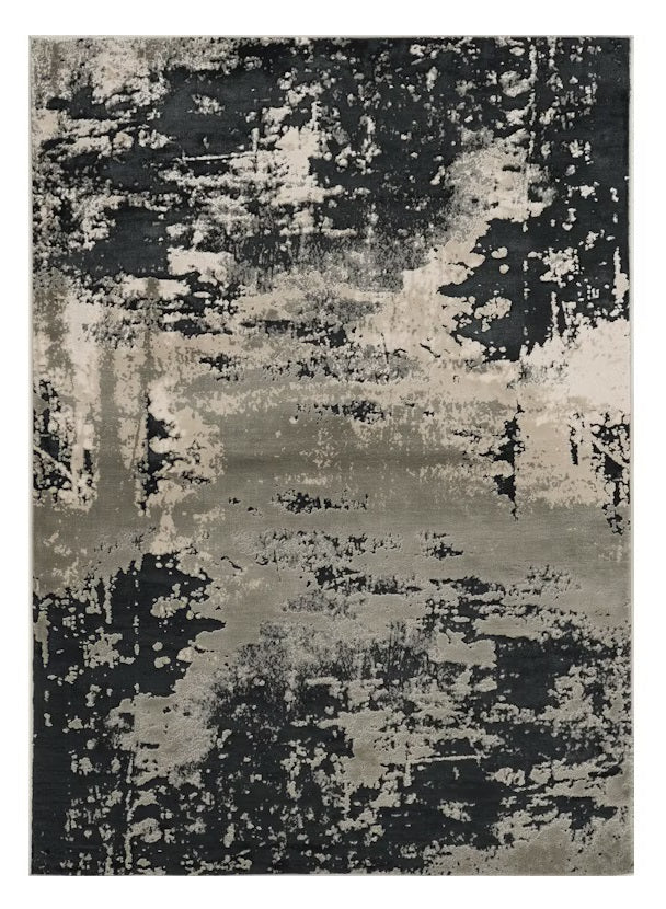 3' X 5' Black and Silver Abstract Area Rug