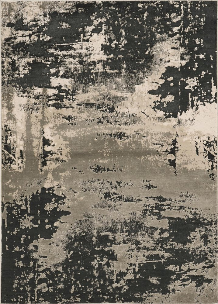 6' X 9' Black and Silver Area Rug