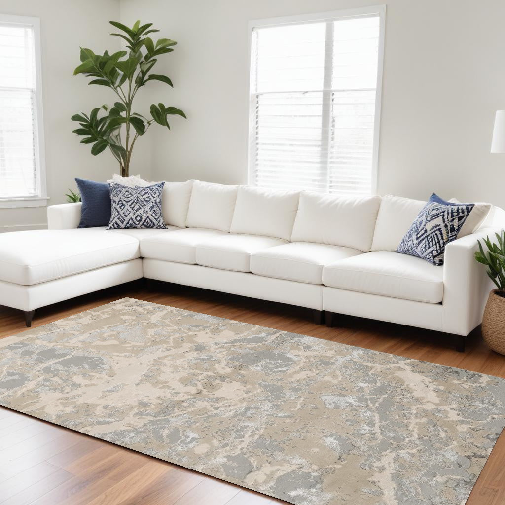 3' X 5' Sand Abstract Area Rug