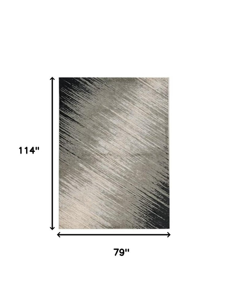 7' X 10' Silver And Gray Abstract Area Rug