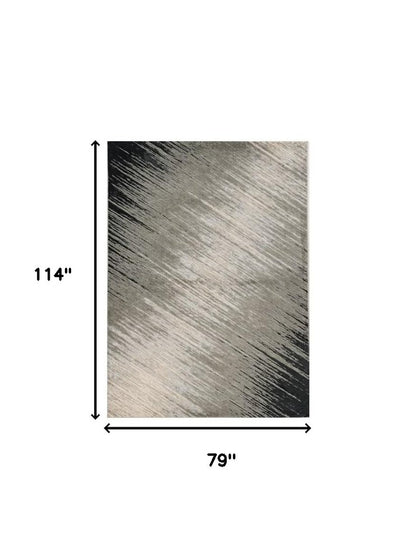 7' X 10' Silver And Gray Abstract Area Rug