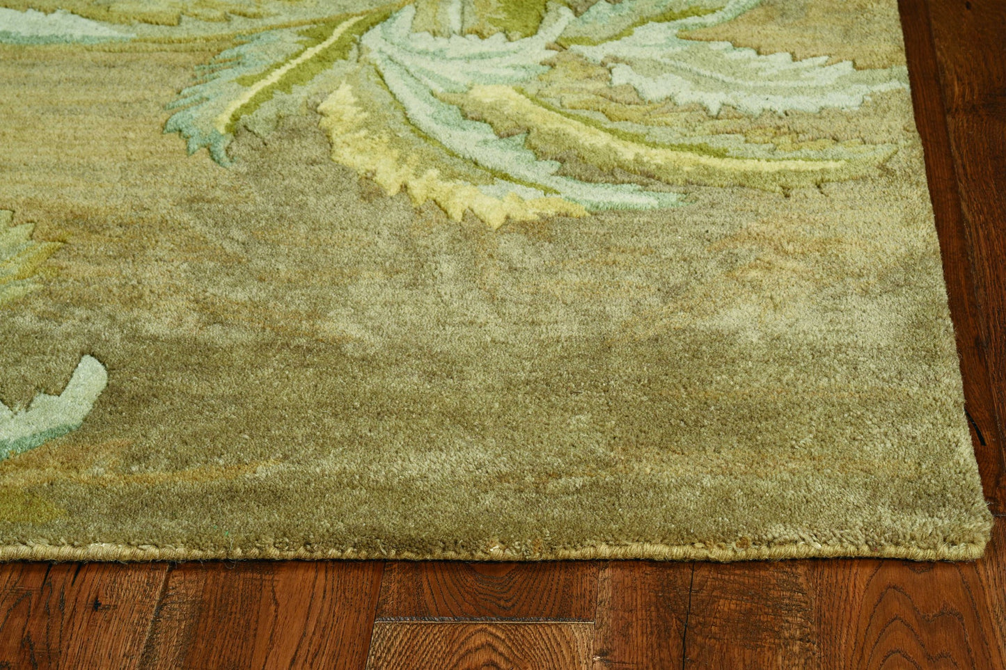 5' Moss Green Round Wool Hand Tufted Area Rug