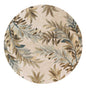 6' Ivory Brown And Blue Wool Botanical Leaves Hand Tufted Round Rug