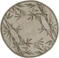 6' Ivory Green And Brown Wool Botanical Leaves Hand Tufted Round Rug