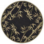 5' Black Green And Brown Wool Tropical Botanical Hand Tufted Round Rug
