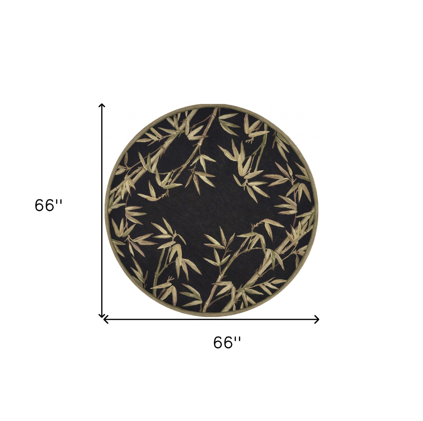 5' Black Round Wool Hand Tufted Area Rug