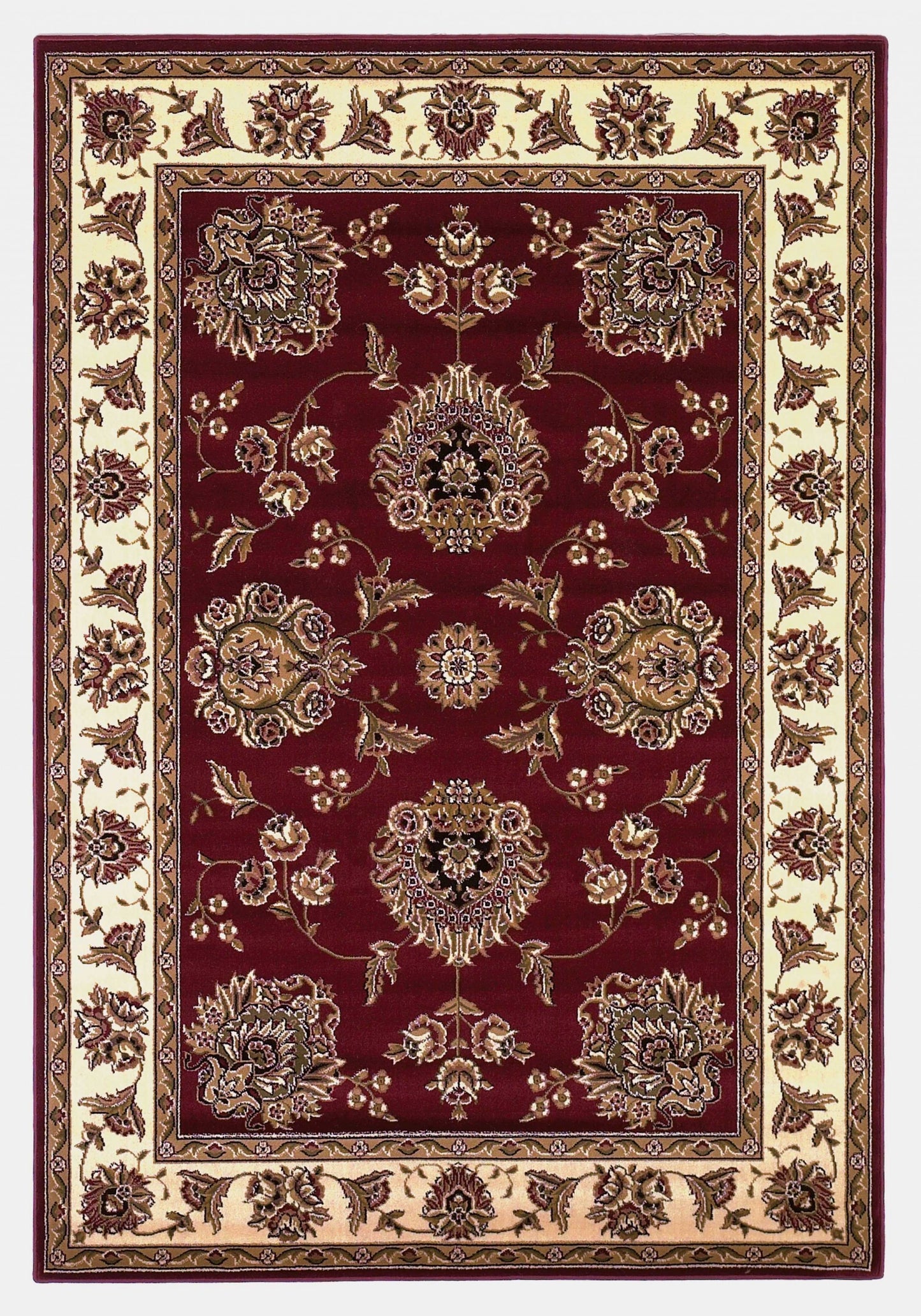 2' X 8' Red Or Ivory Floral Bordered Runner Rug