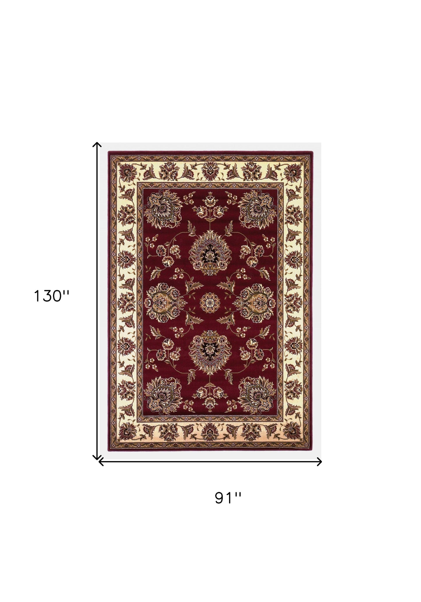 2' X 8' Red Or Ivory Floral Bordered Runner Rug