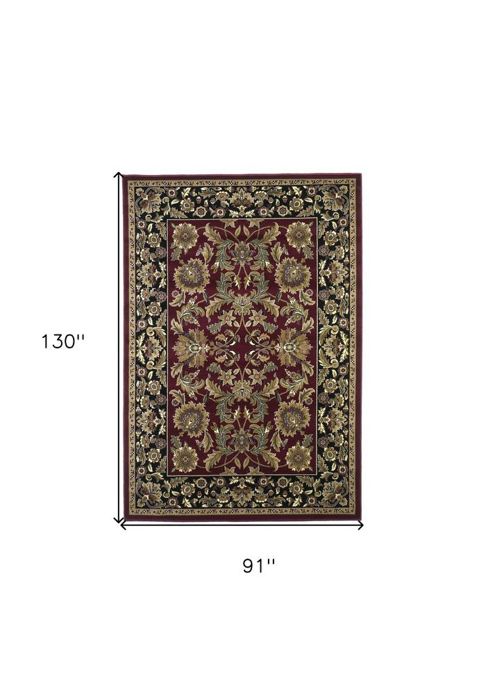 3' X 5' Red And Black Floral Medallion Area Rug