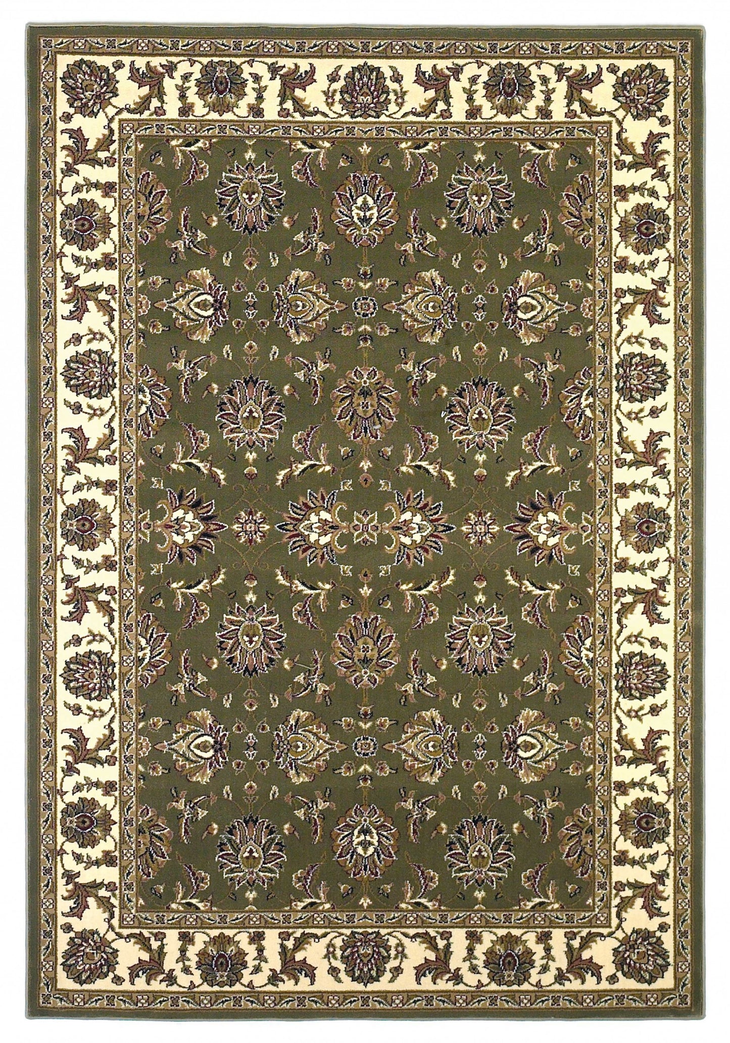 2' X 8' Green Or Ivory Traditional Runner Rug