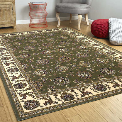 2' X 8' Green Or Ivory Traditional Runner Rug