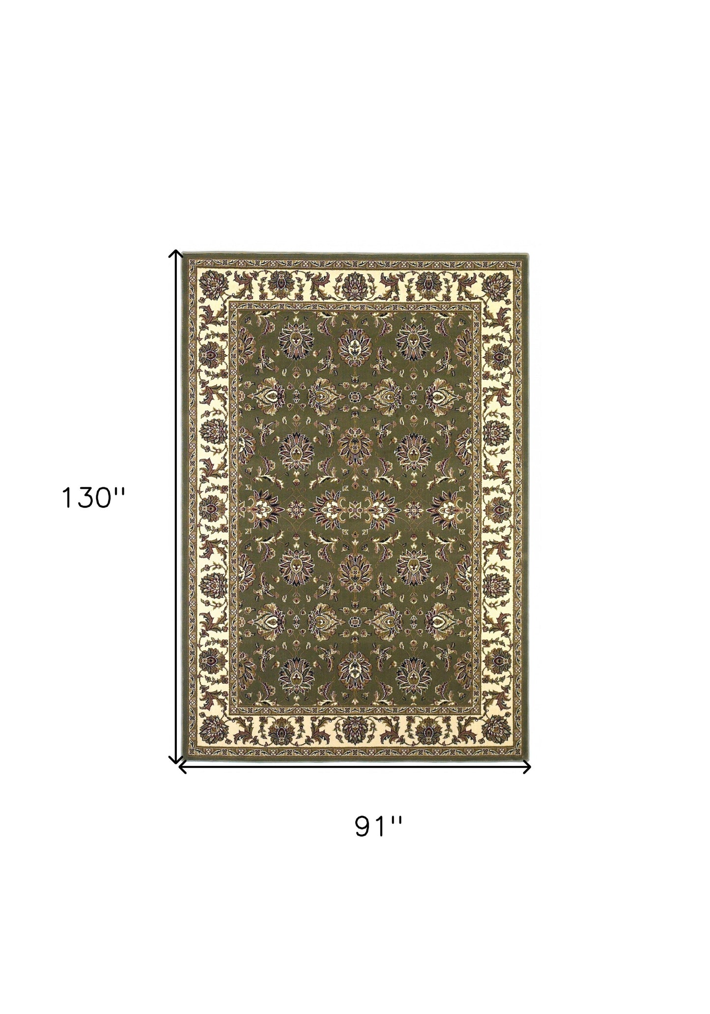 2' X 8' Green Or Ivory Traditional Runner Rug