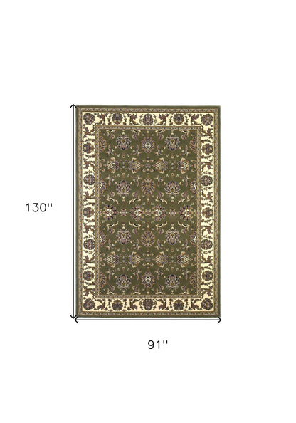 2' X 8' Green Or Ivory Traditional Runner Rug