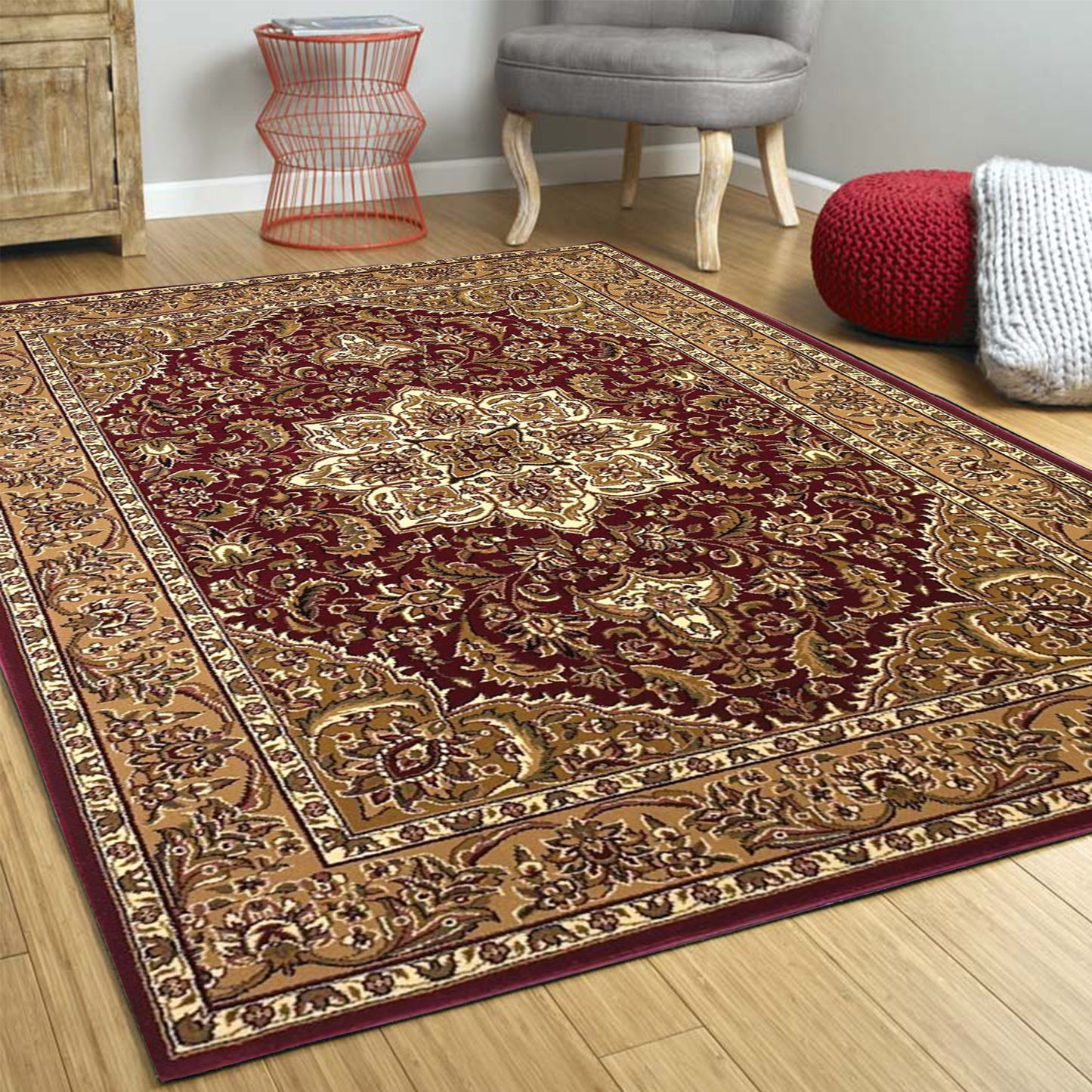 7' X 10'  Polypropylene Red Or  Beige Area Rug