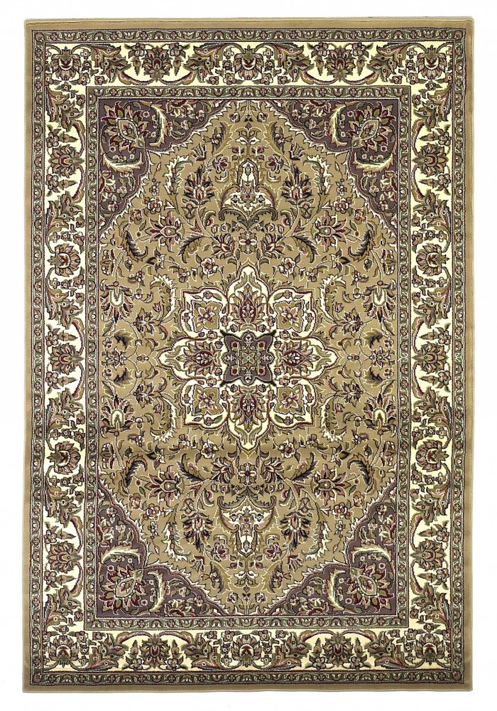 8' Beige And Ivory Floral Runner Rug