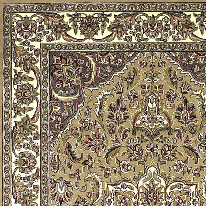 8' Beige And Ivory Floral Runner Rug