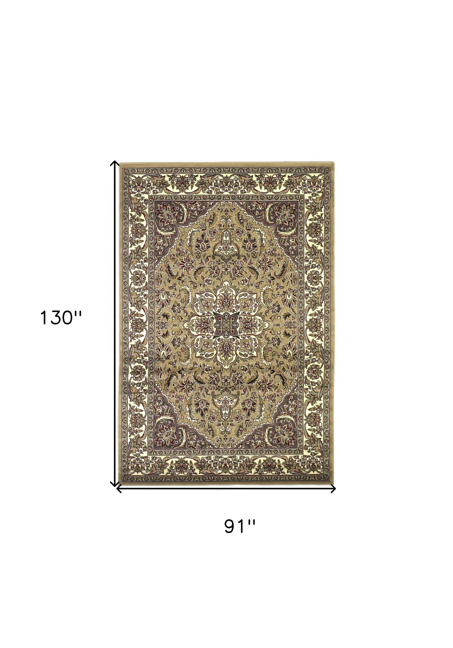 2' X 8' Beige Or Ivory Medallion Runner Rug