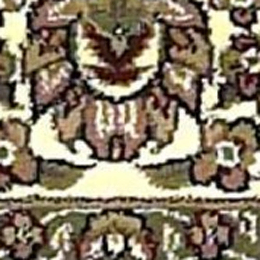 2' X 8' Beige Or Ivory Medallion Runner Rug