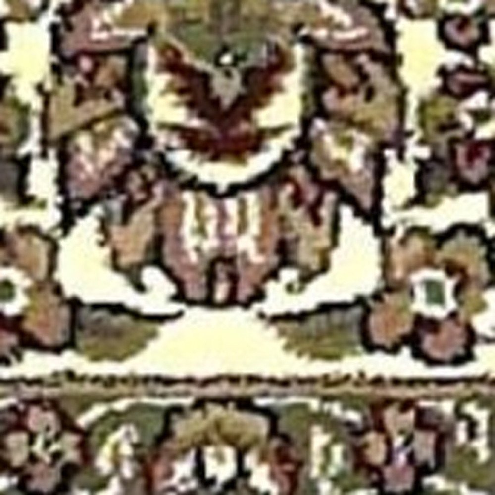 8' Beige And Ivory Floral Runner Rug