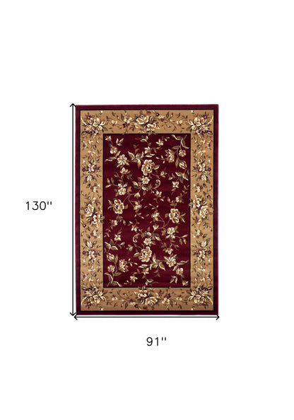 2' X 8' Red Or Beige Floral Runner Rug