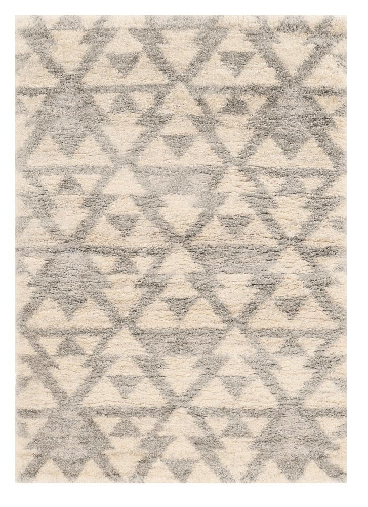 4' X 6' Ivory And Gray Geometric Distressed Area Rug
