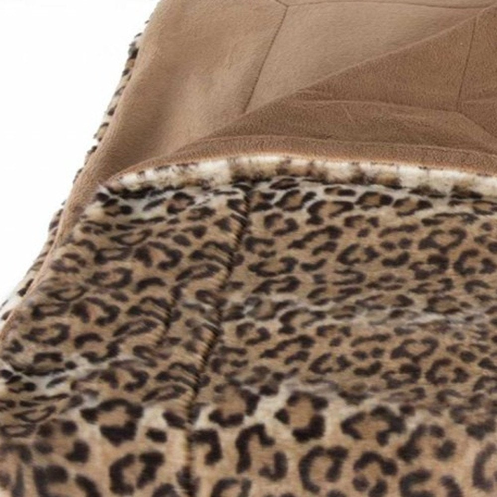 50" X 60" Brown and Black Faux Fur Leopard Plush Throw Blanket