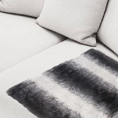 50" X 70" Gray and White Faux Fur Striped Plush Throw Blanket