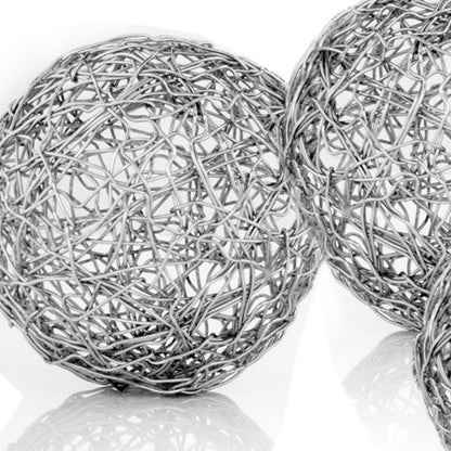 Set of Three 5" Nickel Iron Decorative Orb Tabletop Sculptures