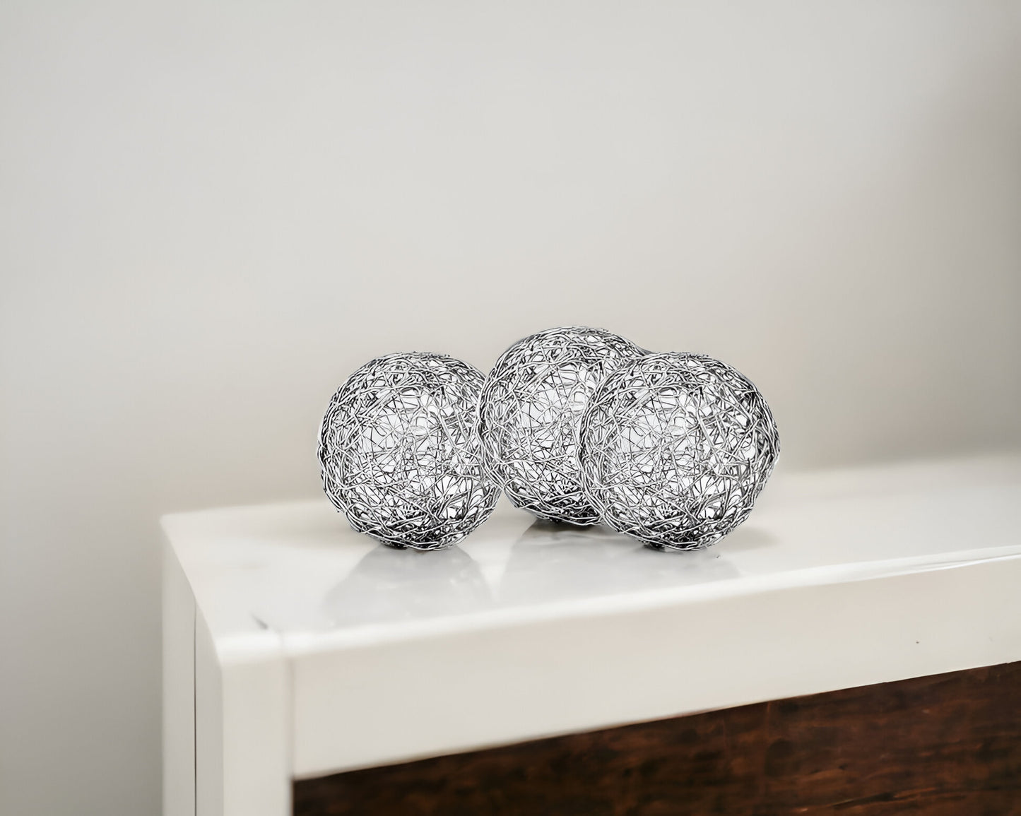 Set of Three 5" Nickel Iron Decorative Orb Tabletop Sculptures