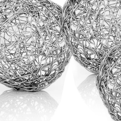 Set of Three 5" Nickel Iron Decorative Orb Tabletop Sculptures