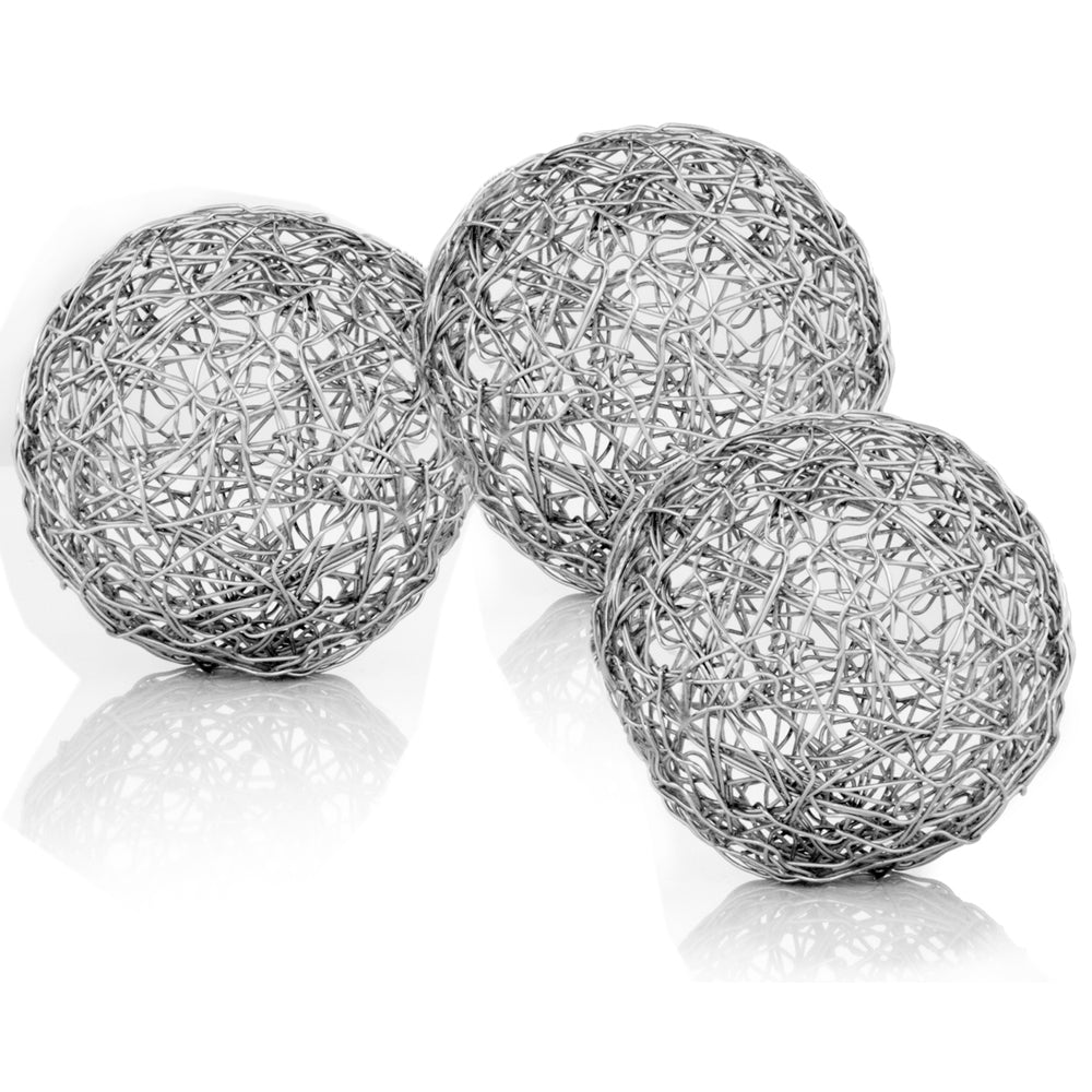 Set of Three 5" Nickel Iron Decorative Orb Tabletop Sculptures