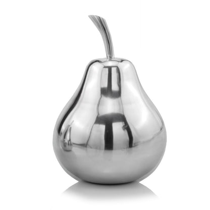 11" Silver Buffed Aluminum Decorative Pear Tabletop Sculpture