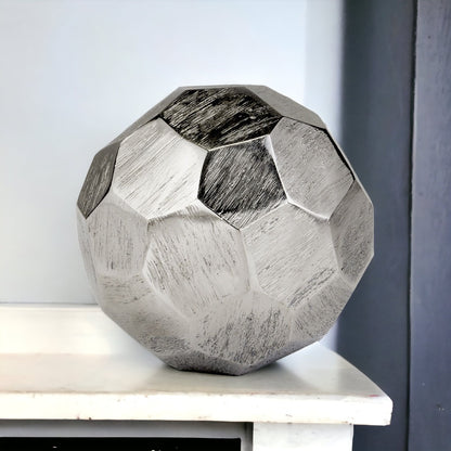 4" Silver Rough Hewn Faceted Sphere