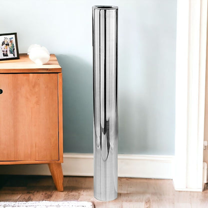 56" Silver Aluminum Cylinder Table Vase