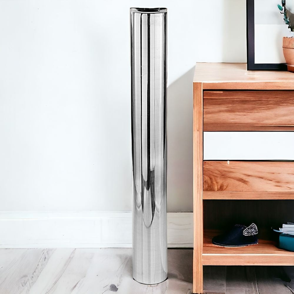 56" Silver Aluminum Cylinder Table Vase