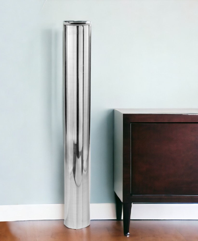 56" Silver Aluminum Cylinder Table Vase