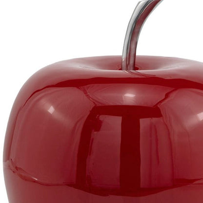 11" Red Aluminum Decorative Apple Tabletop Sculpture